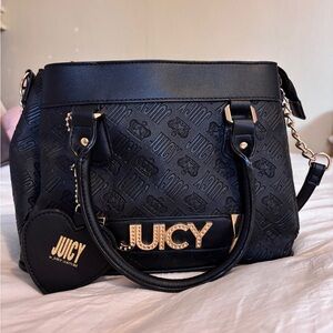 Juicy Couture Black Satchel with Gold Accents and Monogram